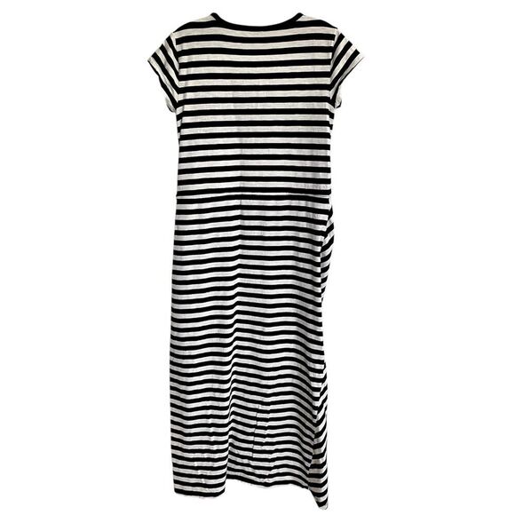 Talbots Striped Maxi Faux Wrap Waist Tie Dress Size Medium Black White C… - Picture 2 of 6